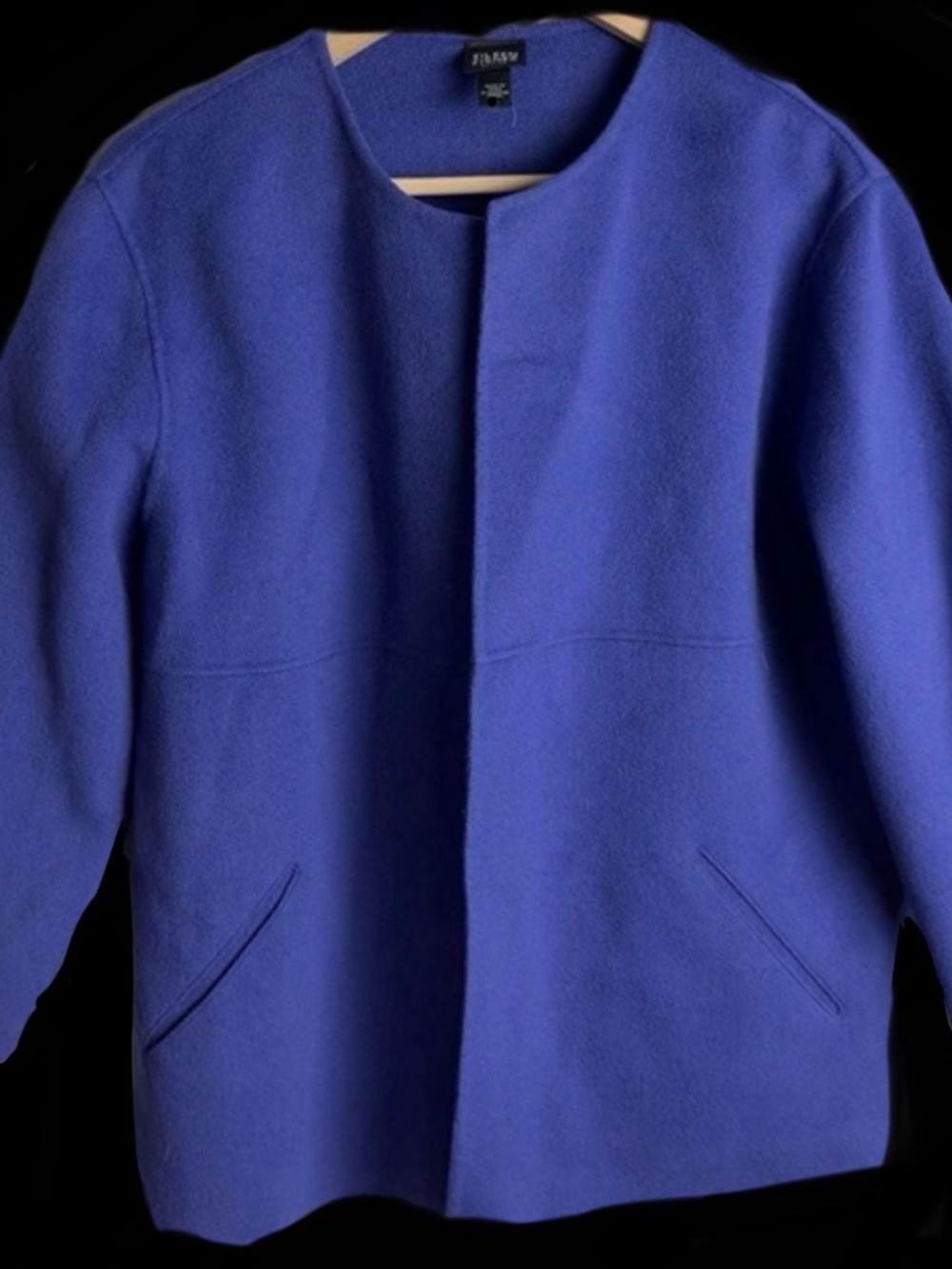 Eileen Fisher 2X Royal Blue Wool Blend Open jacket W/pockets Retail $298 NOTE